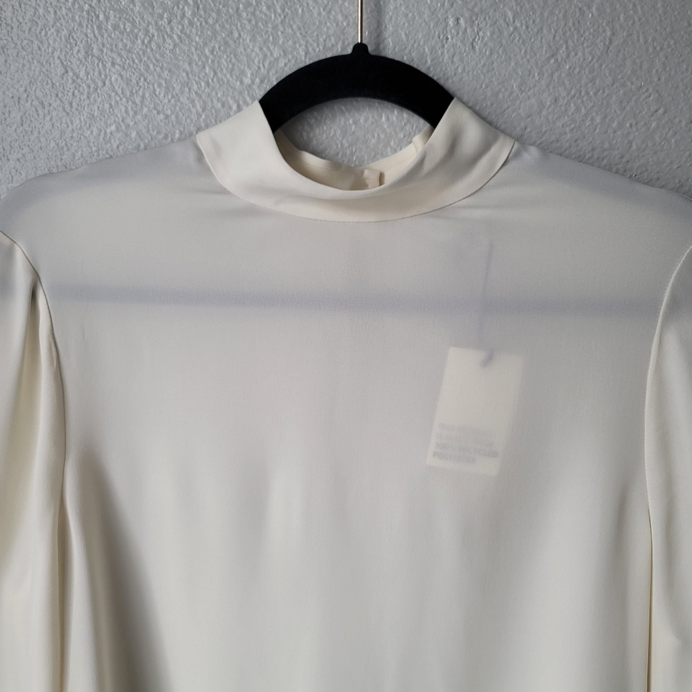 Ted Baker High Neck Keyhole Long Sleeve Blouse Size 4/US 10 In Cream NWT - Picture 2 of 9